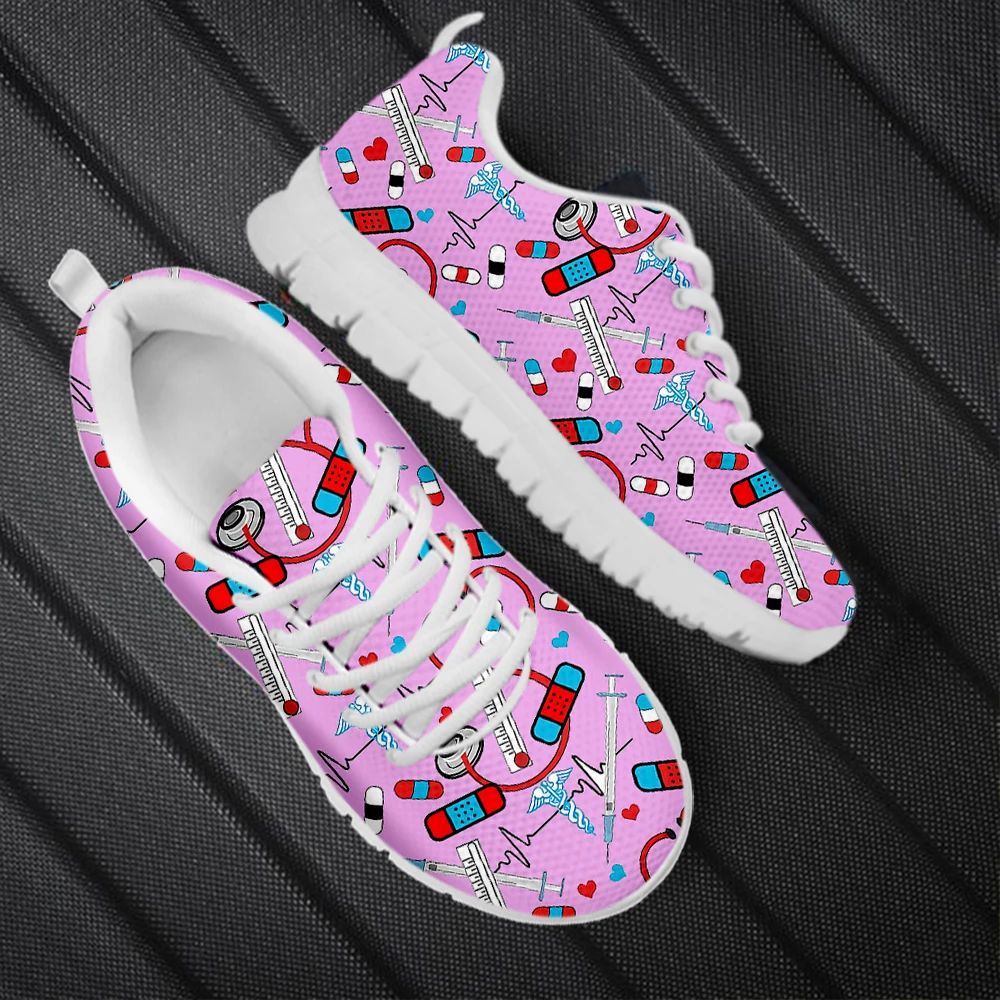 INSTANTARTS Classic Women's Nurse Shoes Meidcal Equipment Assistant Print Female Casual Sneakers Outdoor Walking Tennis Gifts