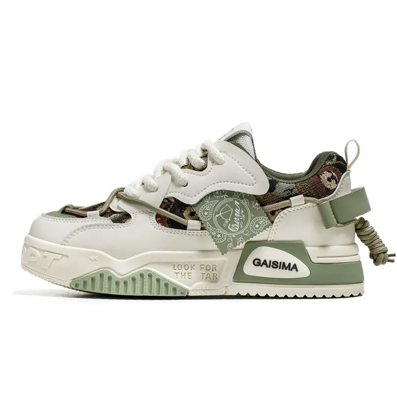 Spring and summer thick-soled walking shoes, fashionable sneakers, breathable casual sports canvas shoes, men's large-sized 48 5