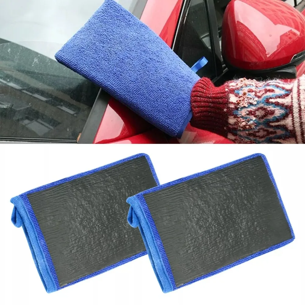 2Pcs Blue Magic Clay Mitt Glove Polish Microfiber Clay Bar Detailing Glove Stain Removal Cloth Car Beauty Cleaning Cloth