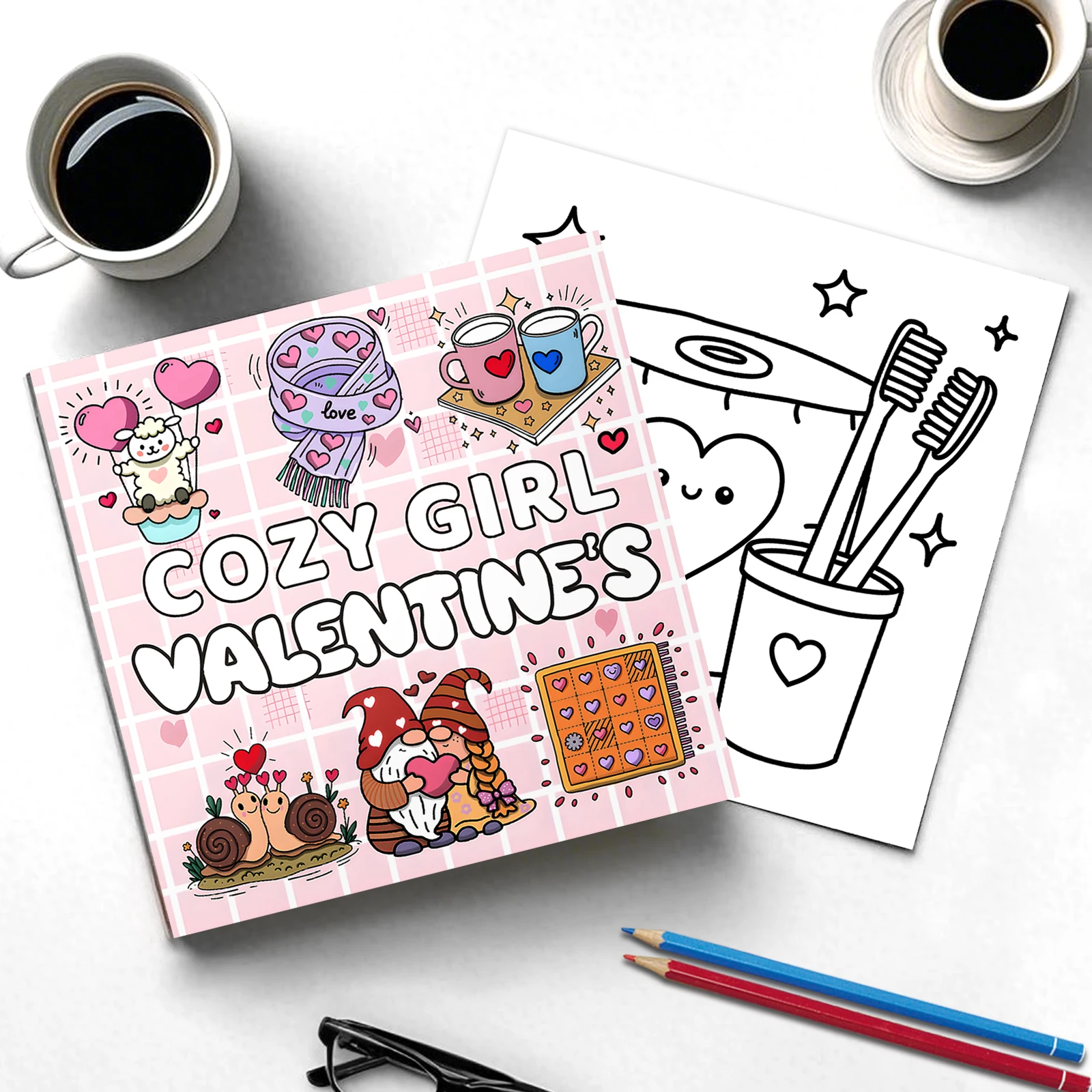 COZY GIRL VALENTINES Coloring Book for Adults Cute Drawing Book Perfect Gift for Party and Birthday 3