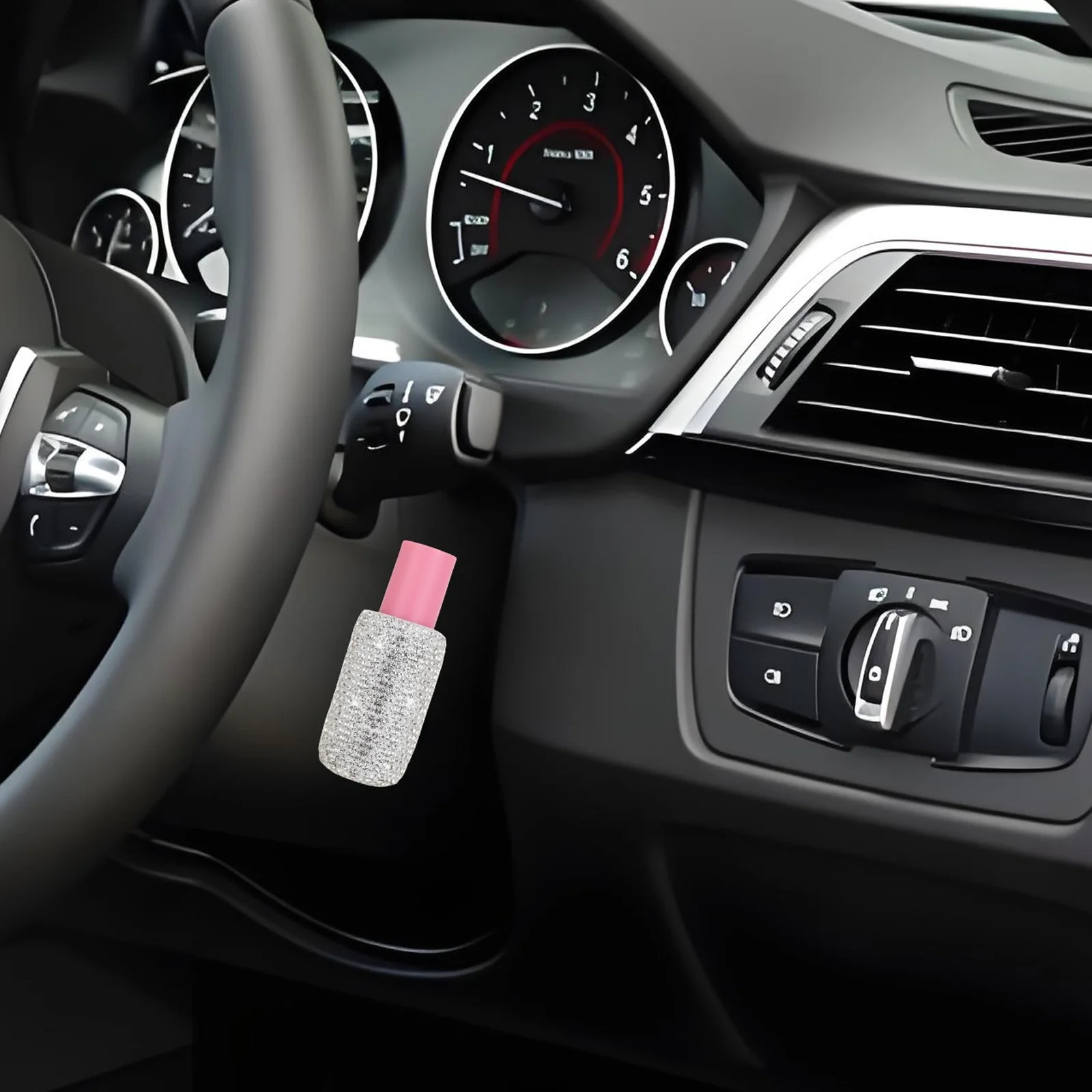 Car Chapstick Holder Bling Makeup Holder Rhinestone Car Accessories for Women Interior Suitable for Most Vehicles Auto Interior