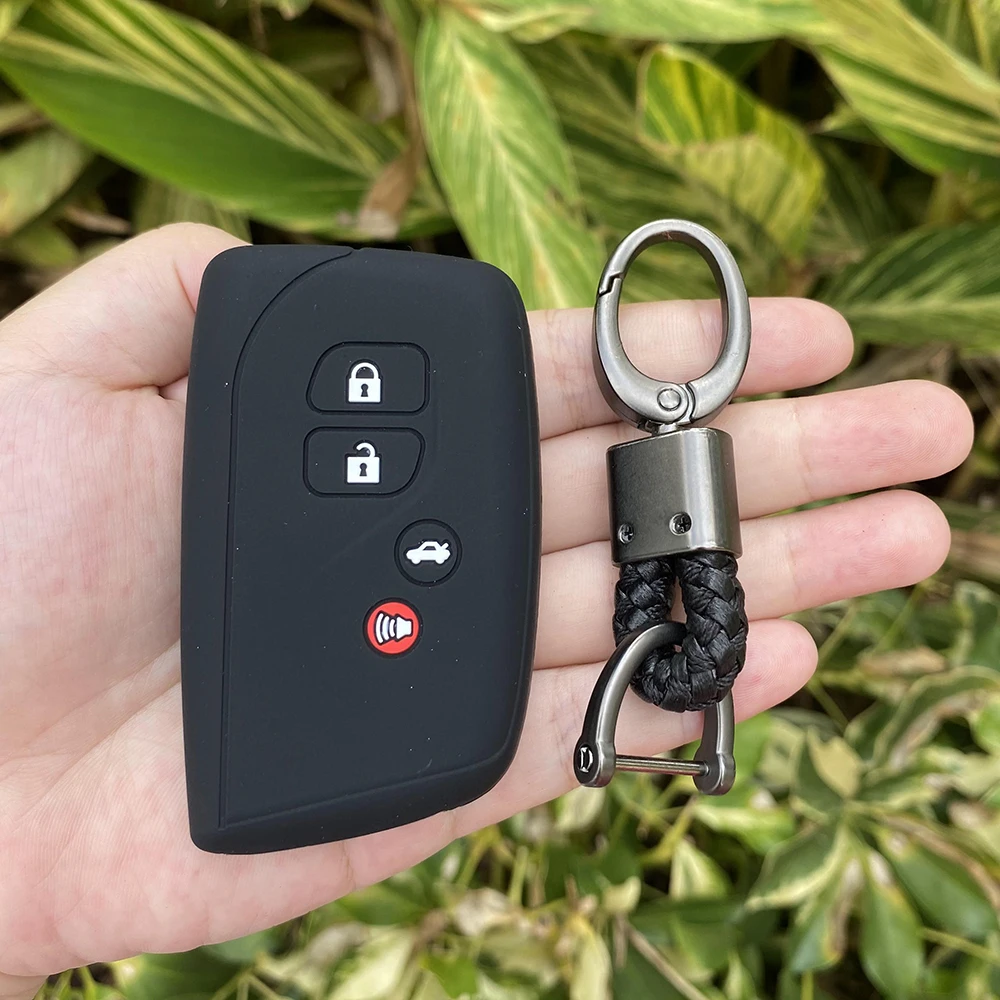 Lexus Key Fob Cover With Diamond Keychain - TPU Case For 2018-2022 ES, UX, LS, GX Models (4 Buttons)