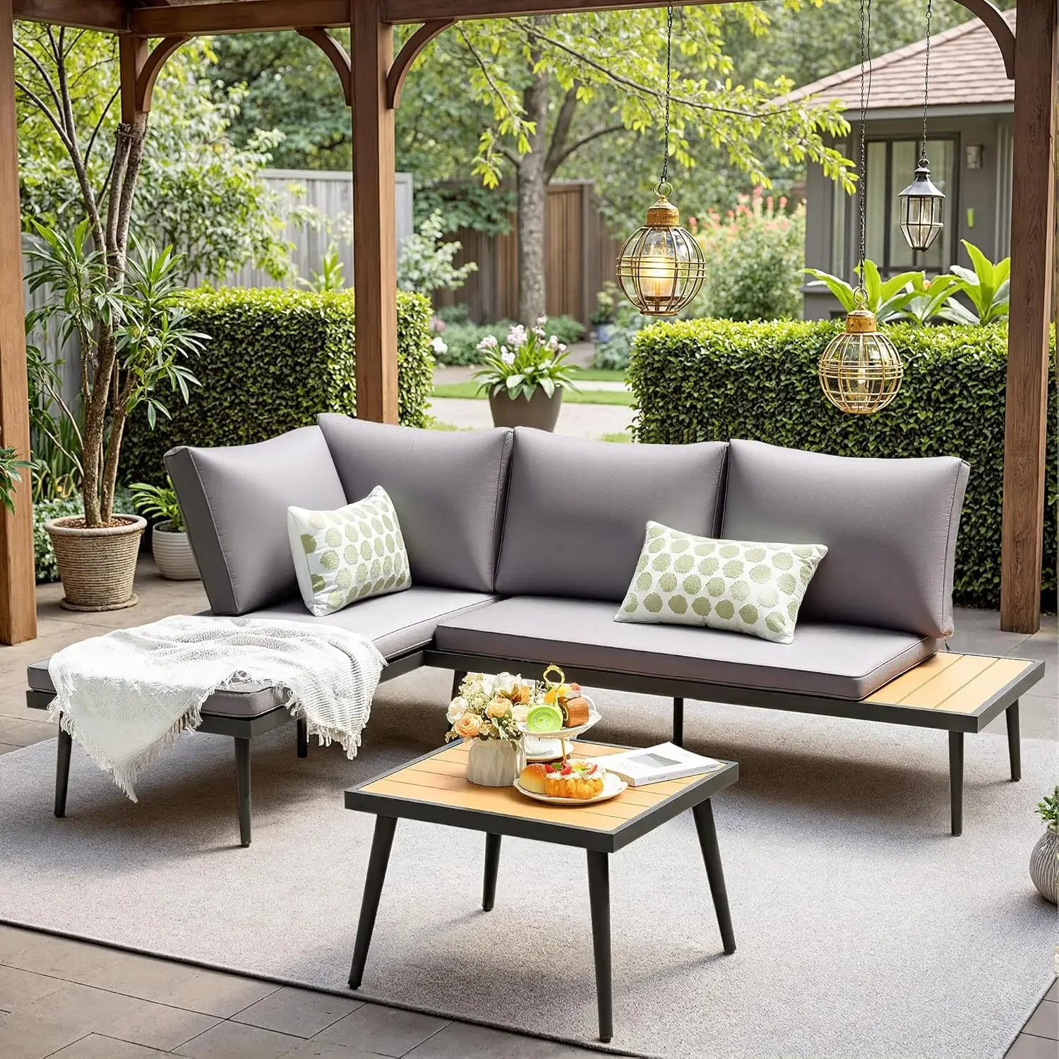Outdoor L-Shape Sectional Sofa Set 3