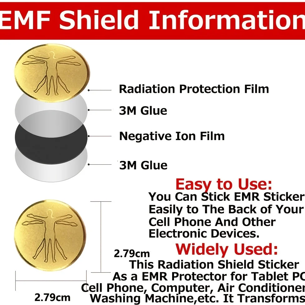 6-Pack EMF Protection Shield Stickers - Anti-Radiation Round Stickers