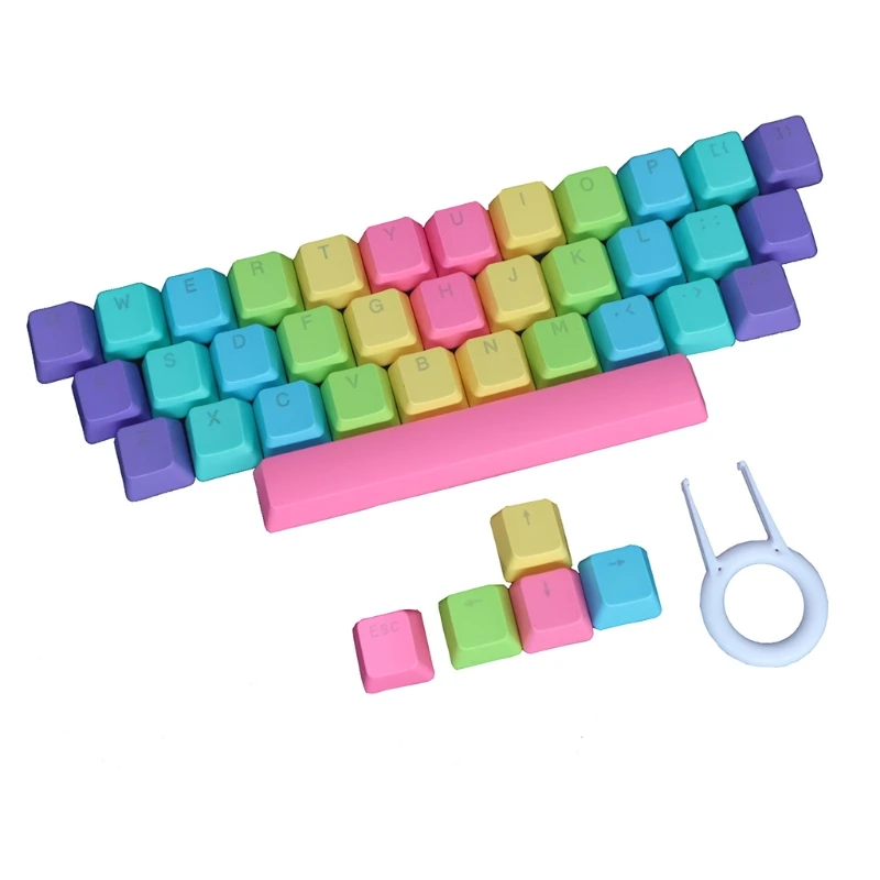 

Rainbow 39 Keys Thick PBT Keycaps Double Shot Keycap for Cherry Game Mechanical