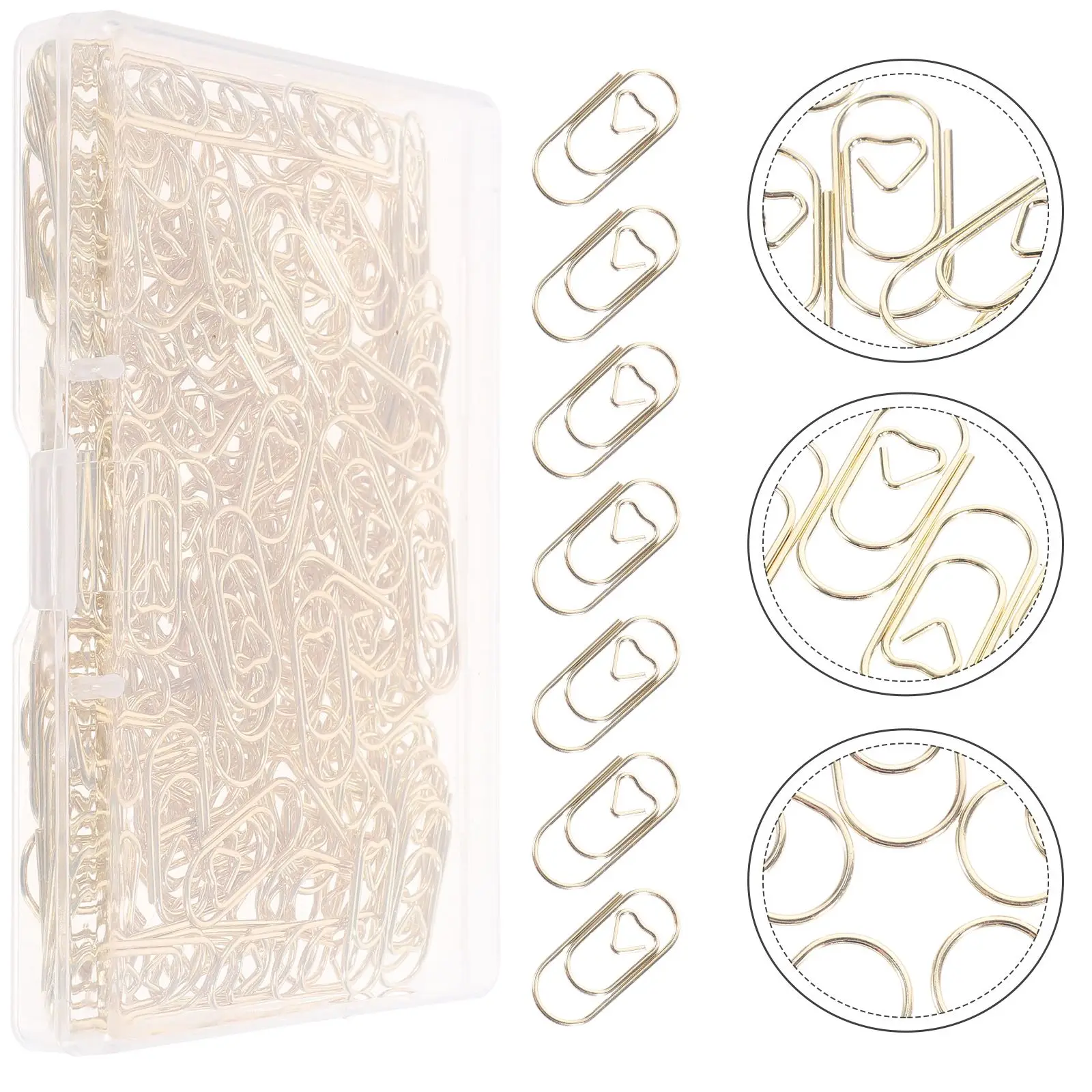 150pcs Heart Paper Clips Mini Metal 20mm Cute Paper Clips Golden Small Size Office Supplies Creative Document ganizer