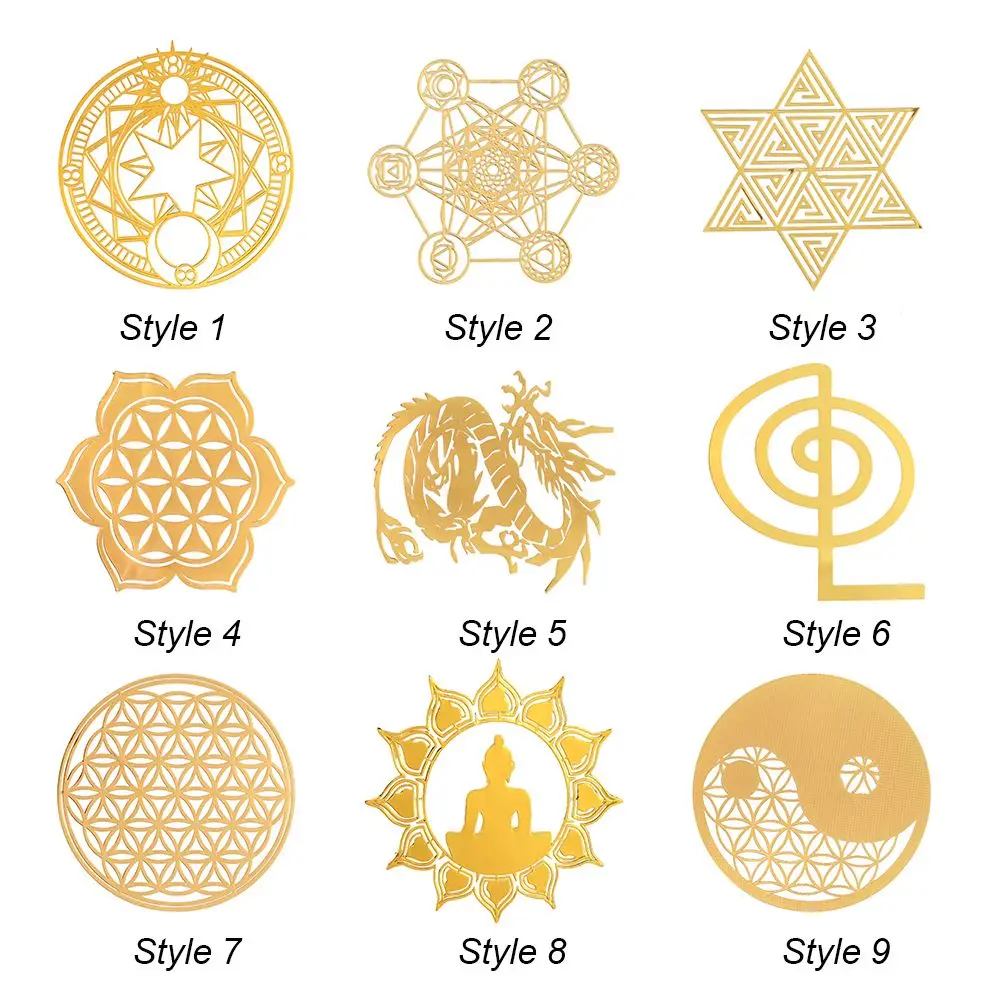 Sacred Geometry Gold Copper Metal Art Sticker for Crafting and Jewelry Making