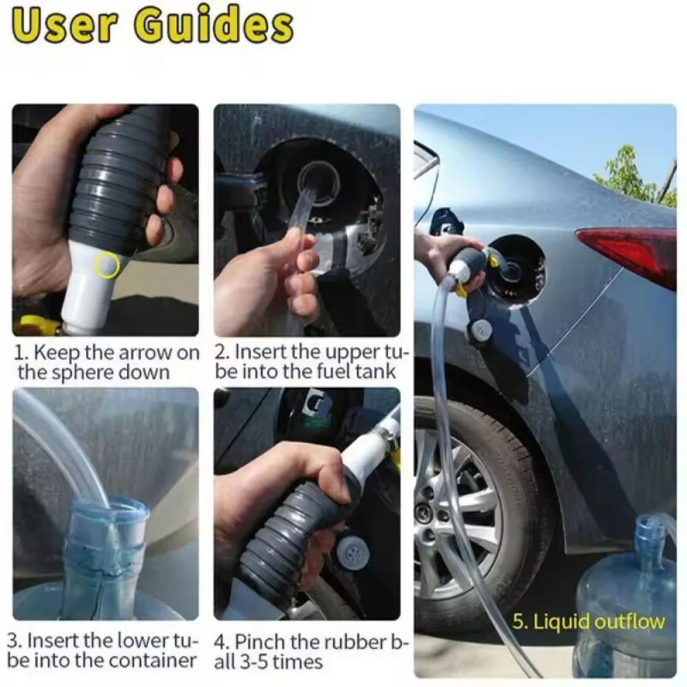 Hand Fuel Pump Car Fuel Tank Sucker Oil Transfer Two Stop Pump Powerful Suction Petrol Diesel for Car Motorcycles Trucks Oil Syringe Pump Liquid Transfer Pump
