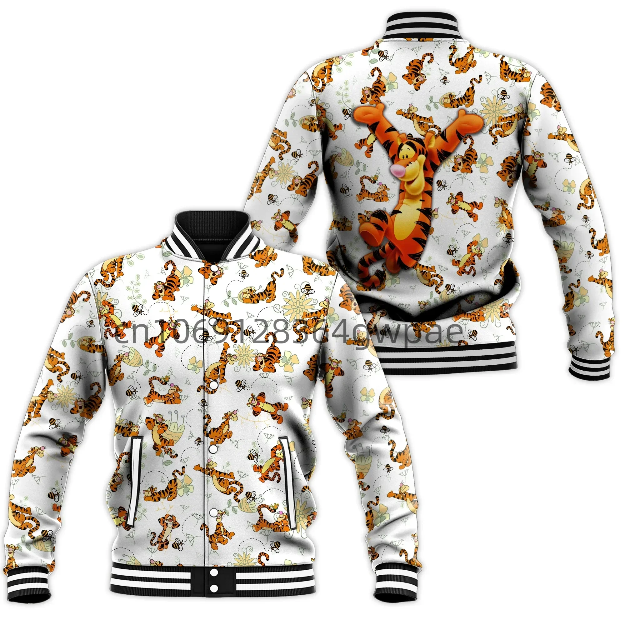 

Disney Tigger Winnie the Pooh Baseball Jacket Men Casual Sweatshirt Hip Hop Harajuku Jacket Streetwear Loose Varsity Coat Hoodie