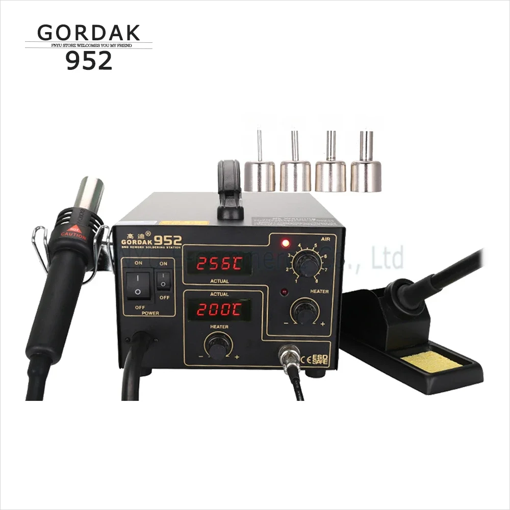 2 in 1 Desoldering Station digital displayer Hot Air heat Gun SMD Soldering station Electric iron Air pump Gordak 952