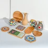 Wooden Soap Dispenser Tray Vanity Countertop Bottles Organizer Holder Round Square Candles Jewelry Storage Tray For Bathroom 3
