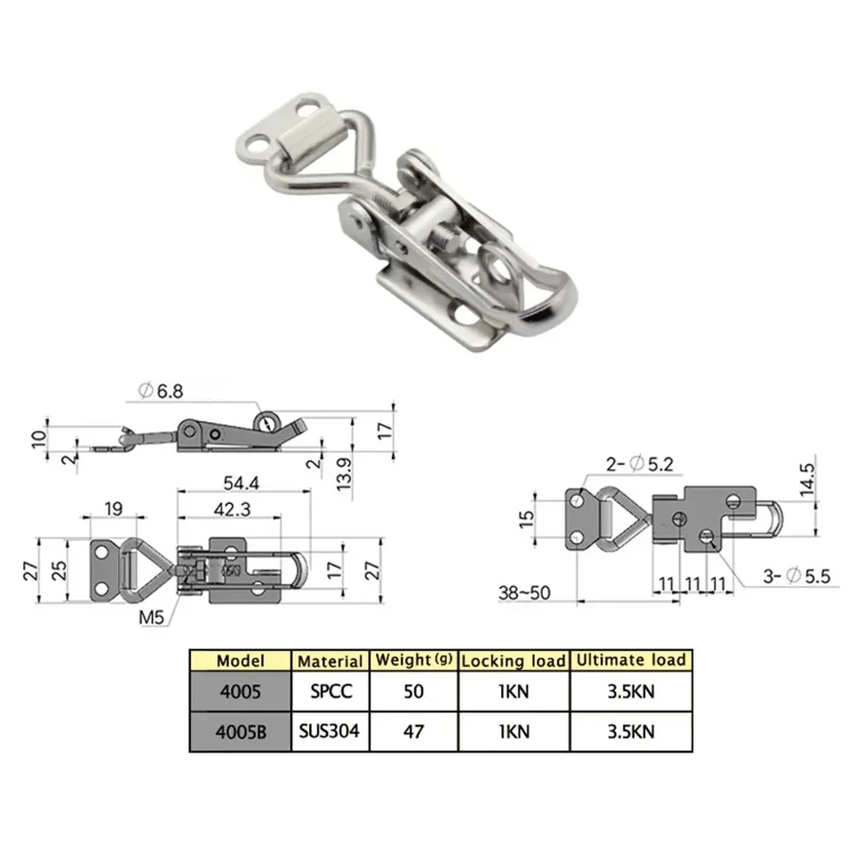 4Pcs Hasp Lock Spring Toggle Latch Catch Lock For Case Chest Box Locks