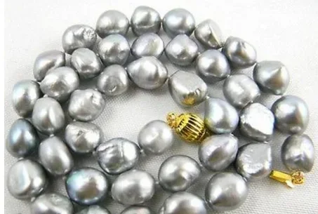 

Beautiful 18" 11-12mm gray baroque freshwater pearl necklace