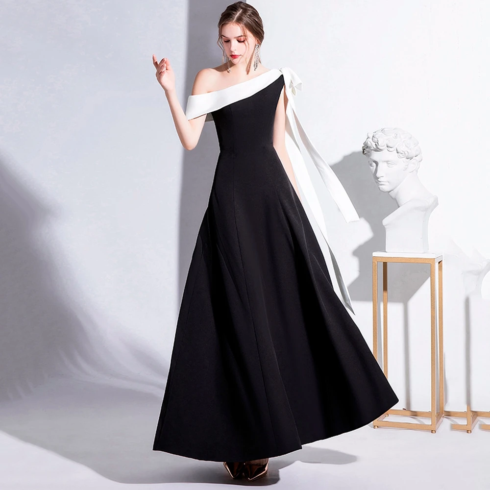 Women Prom Dresses One-Shoulder Sexy Floor-Length Evening Dresses A-LINE SATIN Prom Dress