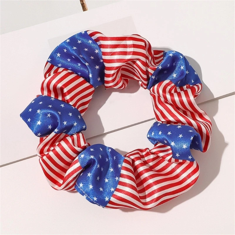 12x Patriotic Elastic Hair Bands Hair Scrunchies American Flag Bobbles for Girls Ladies Ponytail Accessories
