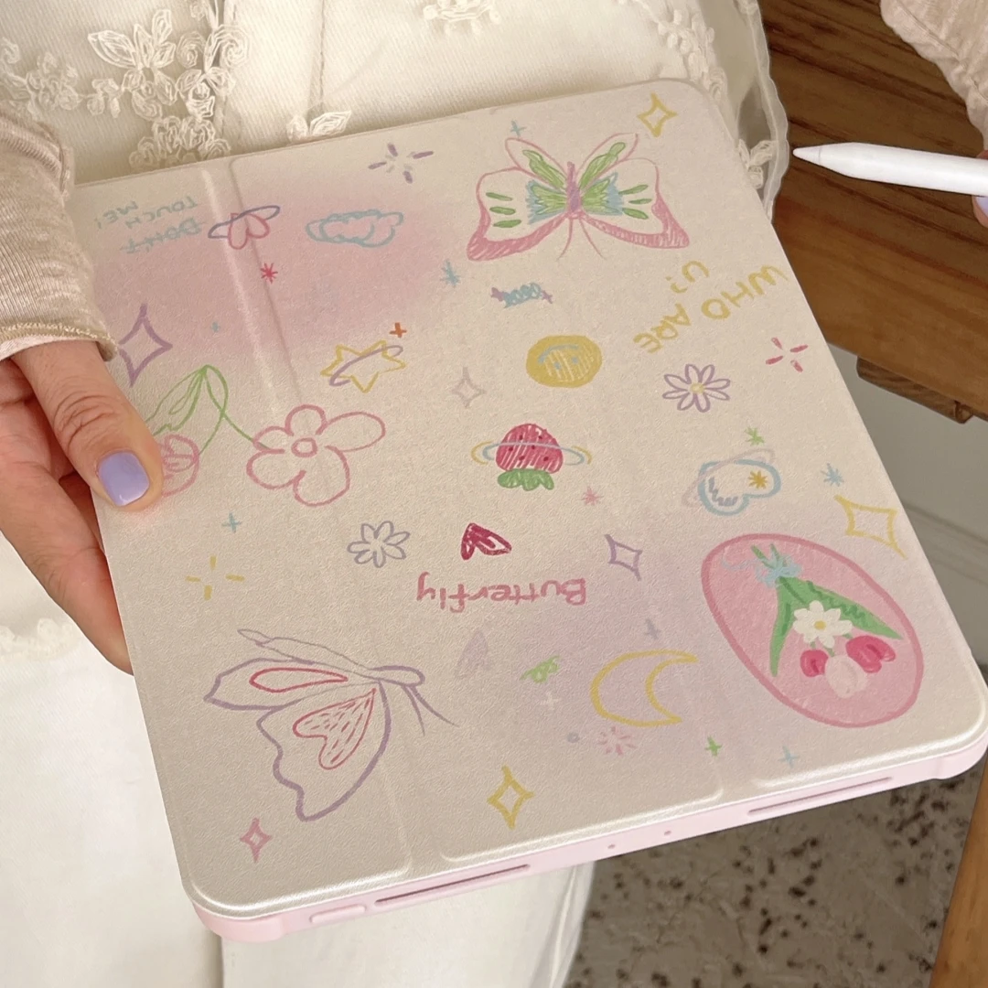 Tulip Butterfly Case With Pencil Holder for iPad