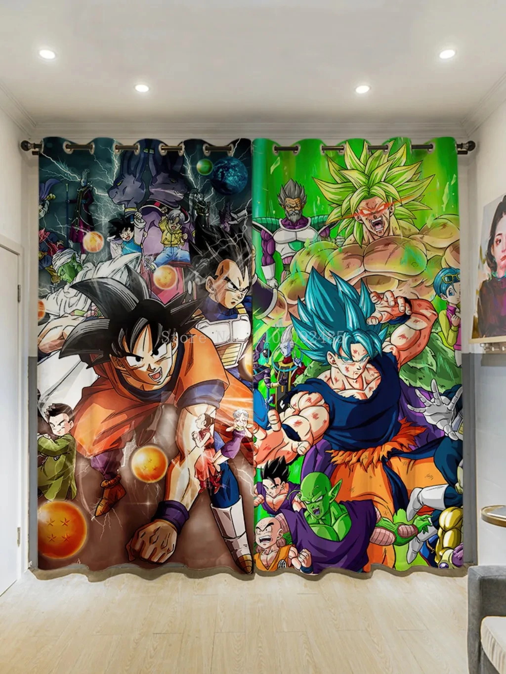 プリントドラゴンボールカーテン,窓,悟空,子供の寝室,リビング