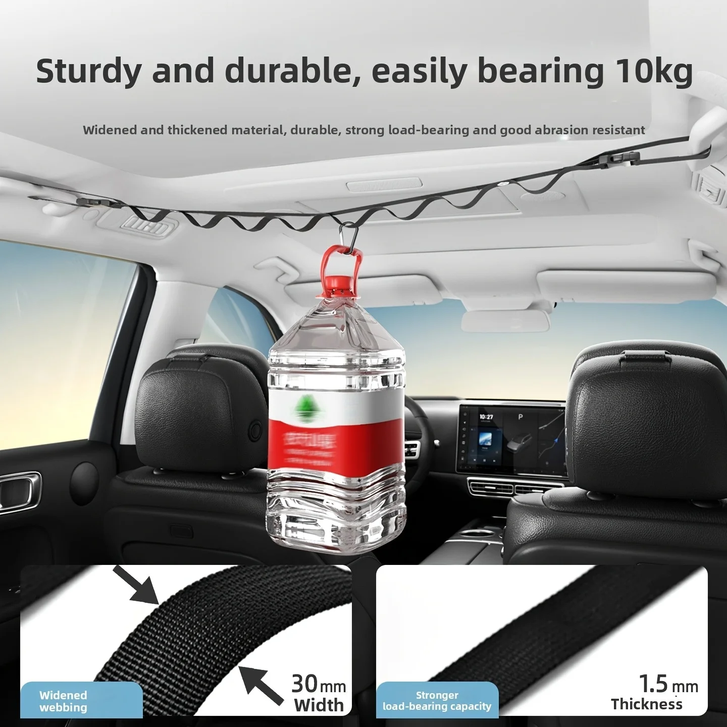 Car Clothesline Car Multi-Functional Hanging Rack for Rear Seats,Storage and Fixing Hooks,Car Interior Accessories,Car Organizer