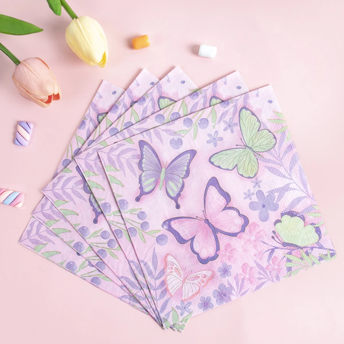 Butterfly Party Tableware Set - Disposable Plates Napkins Cups  Tablecloth for Baby Shower  Birthday
