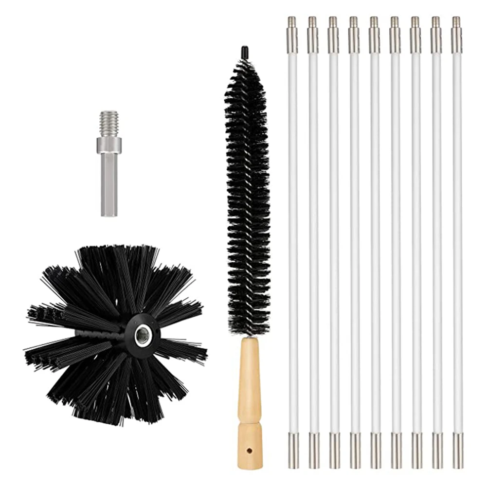 

410mm Home Kichen Chimney Cleaner Kit Multifunction Cleaning Brush Flexible 9 Rods Sweep Tool Dryer Vent Fireplace Dry Duct