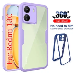 360° Full Body Shockproof Clear Protective Phone Case with Bumper Cover for Redmi 10A 4G (Lavender Purple)
