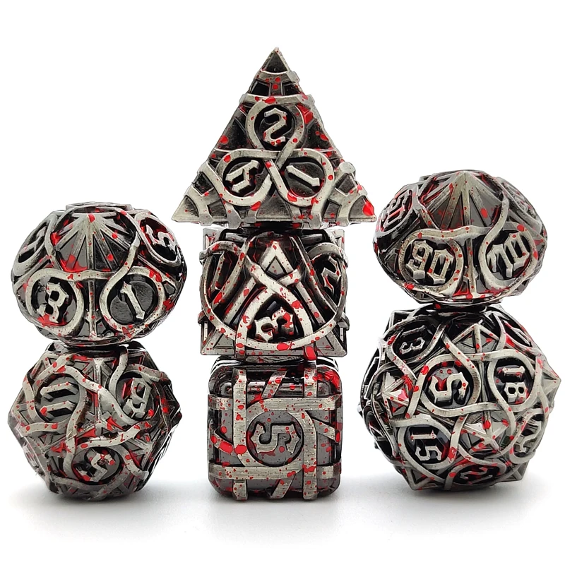 

Rattan Dice 7 piece set RPG polyhedral metal dice DND digital game dice