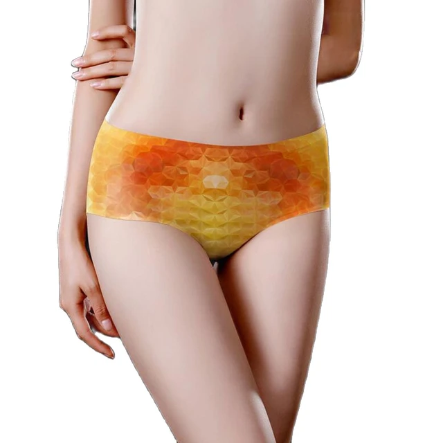 Women Panties Golden Yellow Gradient Printing Ice Silk Briefs Traceless  Sexy Underwear Women Lingerie Comfort Sport Underpants - Panties -  AliExpress