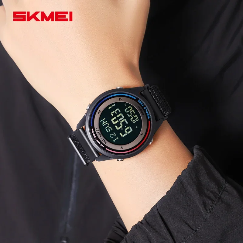 SKMEI 2412 LED Digital Sports Watch for Men Stopwatch Countdown Display Waterproof Mens Wristwatch Alarm Clock 1894 Reloj Hombre