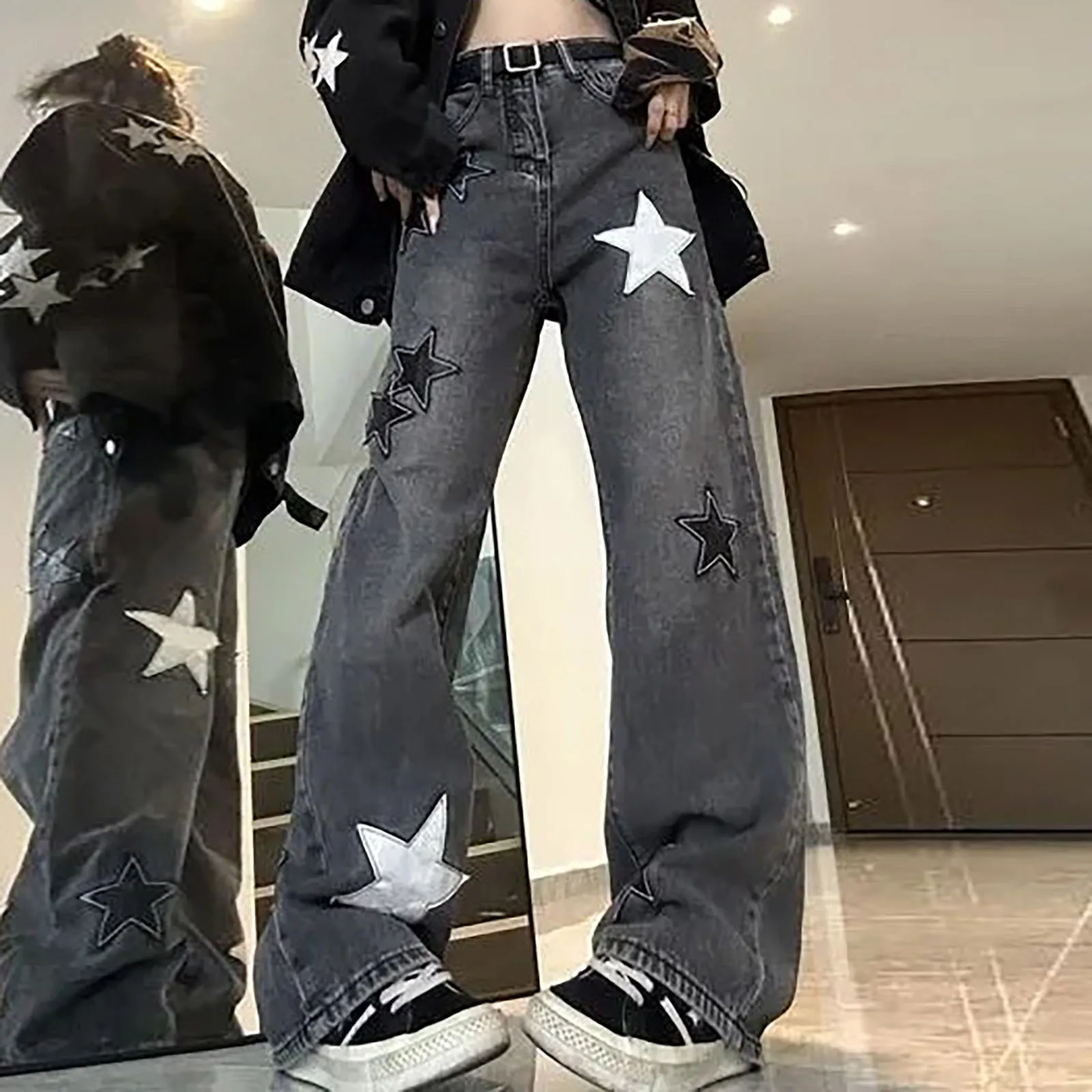 

Fashion Women'S Solid Color Stitching Breathable Casual Loose Pants Elegant High Waist Pants Autumn Women Pants Pantalon