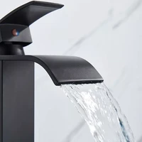 Black Waterfall Bathroom Faucet Basin Vanity Vessel Sinks Mixer Tap Cold And Hot Water Tap Single Hole Bath Sink Faucets Crane 4