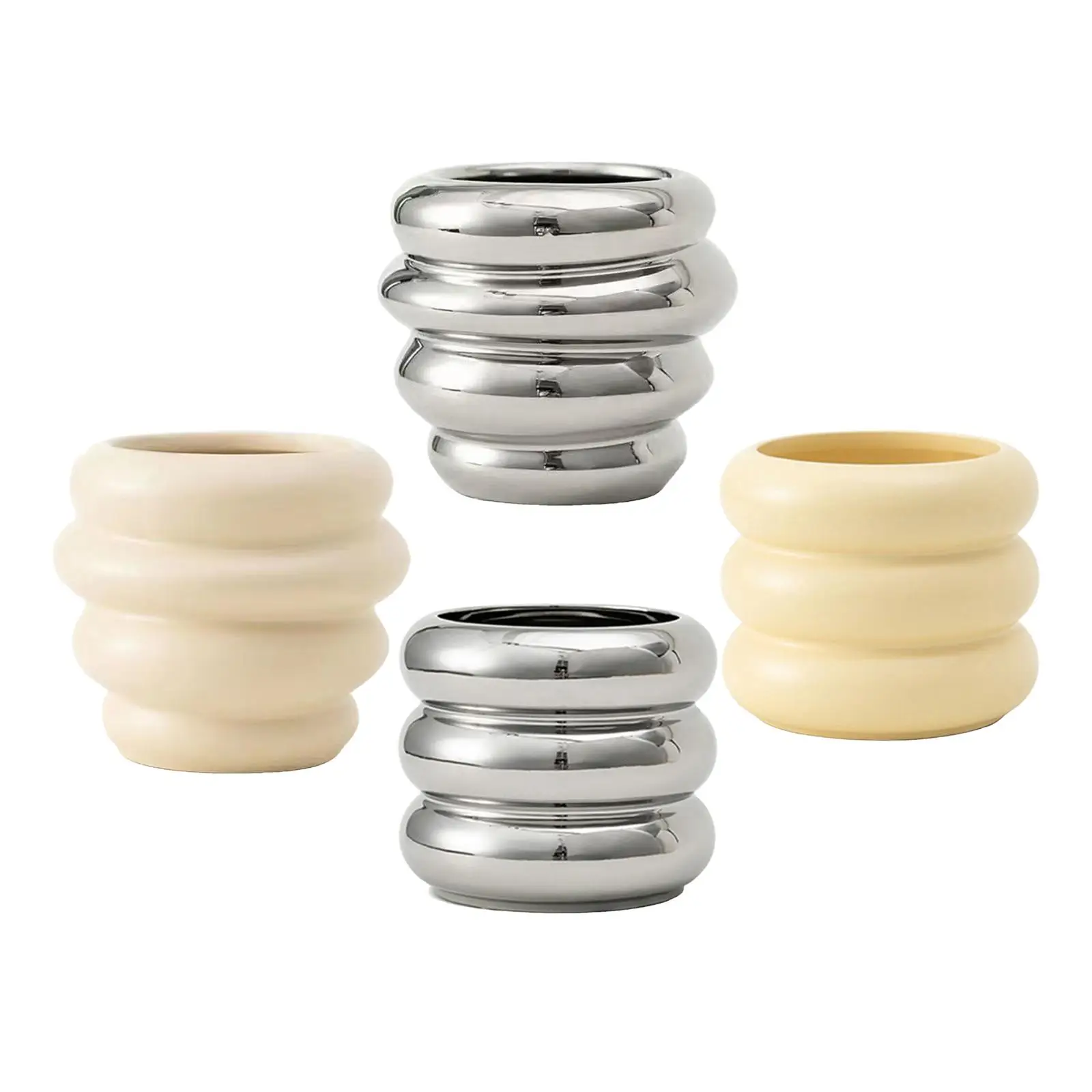 Ceramic Flower Vase Plants Holder Planter Decors Cosmetics Lipstick Bud Vase Flower Pot Makeup Brush Holder for Bathroom Dresser