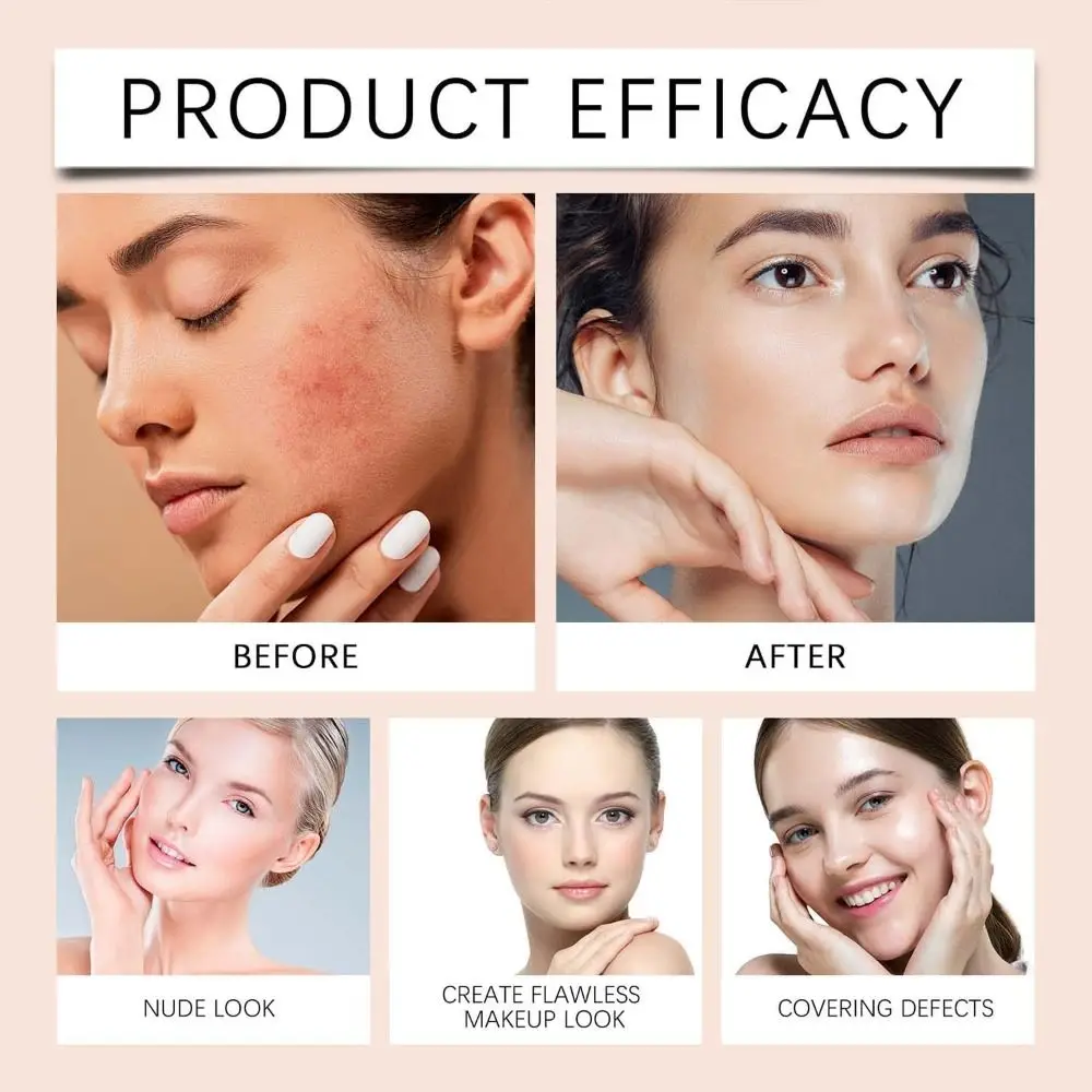 2 In 1 Matte Foundation Stick Hydrating Lightweight High Coverage Cream Foundation Sweatproof Velvet Cream with Brush