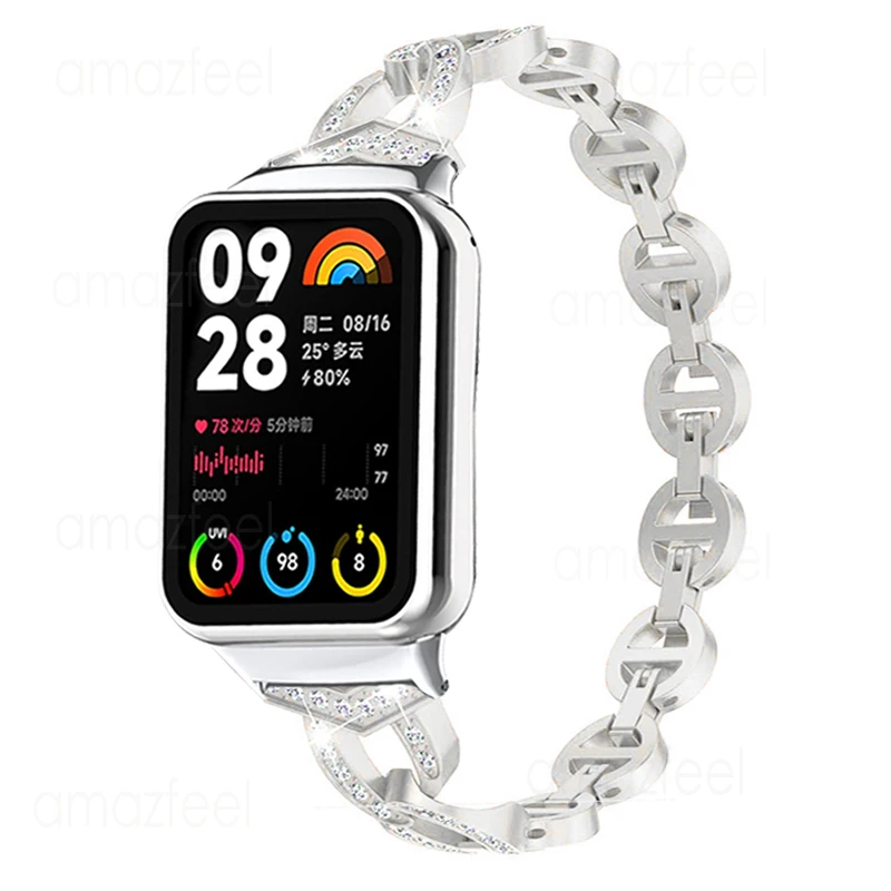 

For Xiaomi mi band 8 pro Metal Strap for Xiaomi band 8 pro Diamond Watch Band for mi band 8 pro Wristband Mi band 8 Pro Bracelet