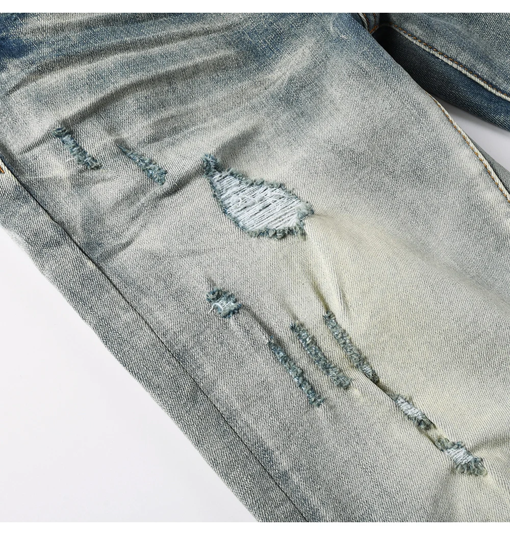 Dark Blue Biker Jeans Patch Detail