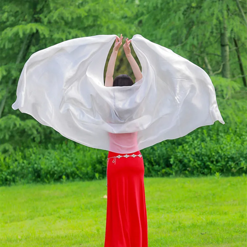 

Plain Color Real Silk Veils 100% Silk Bellydance Costume Accessory Flowy Dancer Practice Wear Performance Hand Scarf Props 250cm