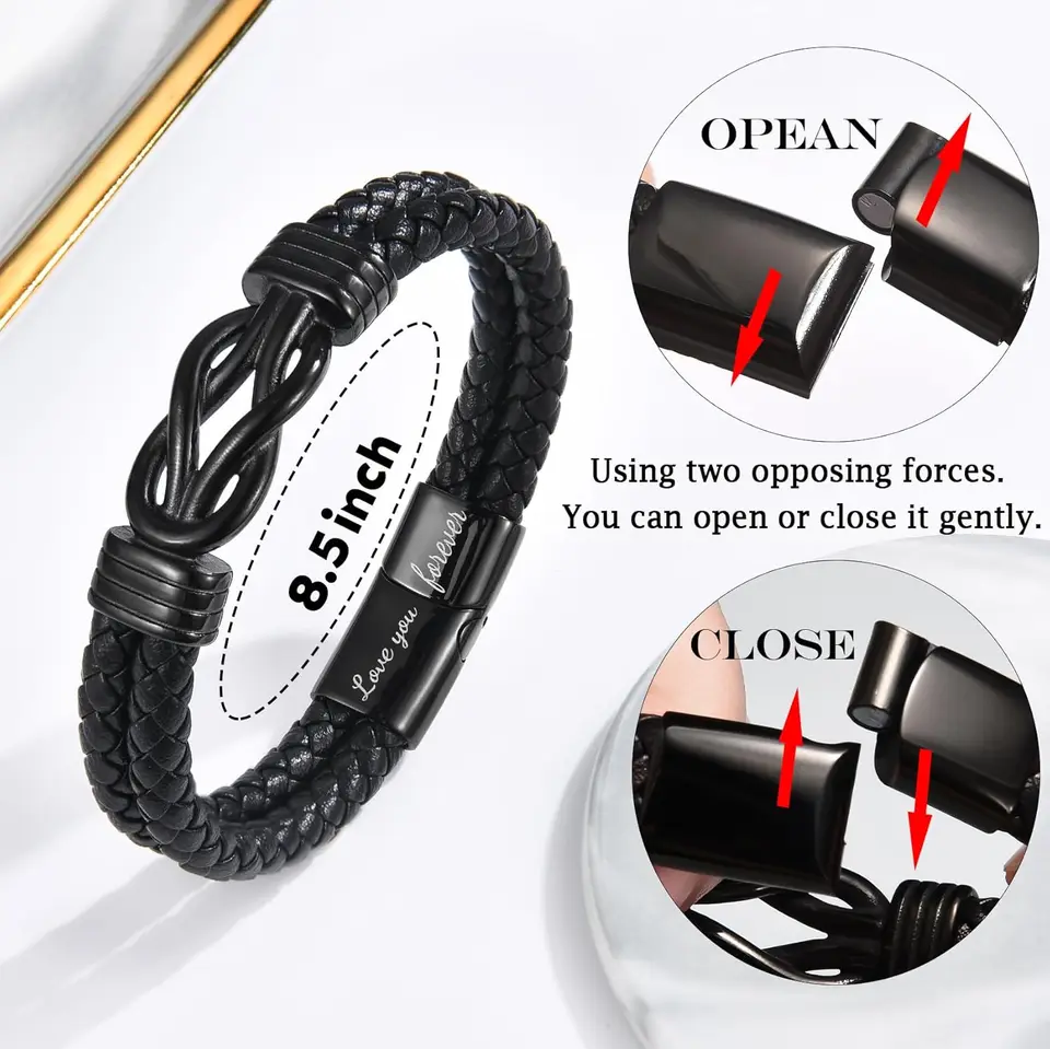 Regali per papà, bracciale in pelle da uomo, regalo
