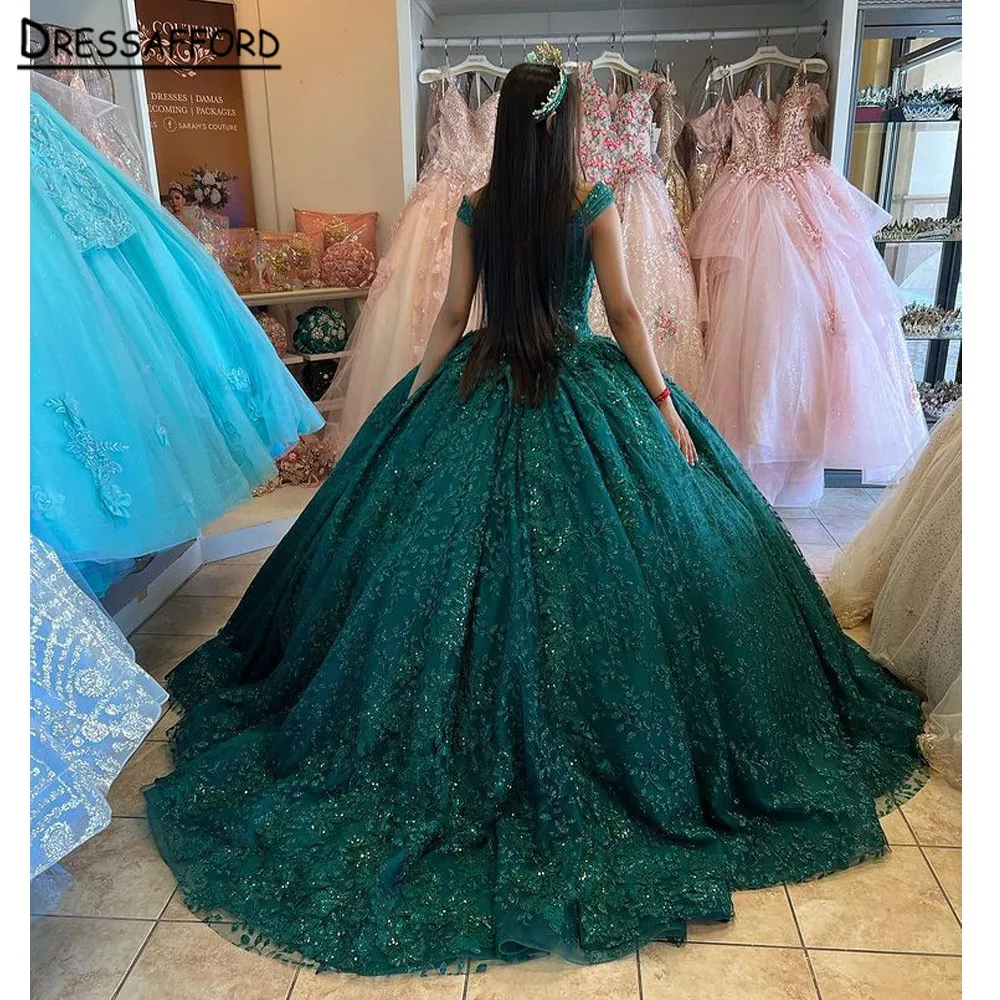 

Princess Sweetheart Quinceanera Dresses 2023 Green Birthday Party Gown Pageant Tulle Lace Crystal beading Appliques Prom Dress