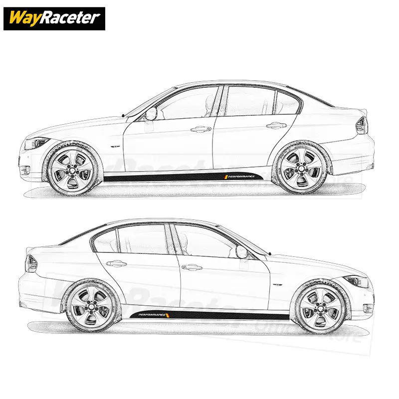 2 Pezzi Adesivi Per Minigonne Laterali Effetto Fibra Di Carbonio 3D Per BMW Serie 3 F30/F31 (2011-2019) - Protettivi E Decorativi