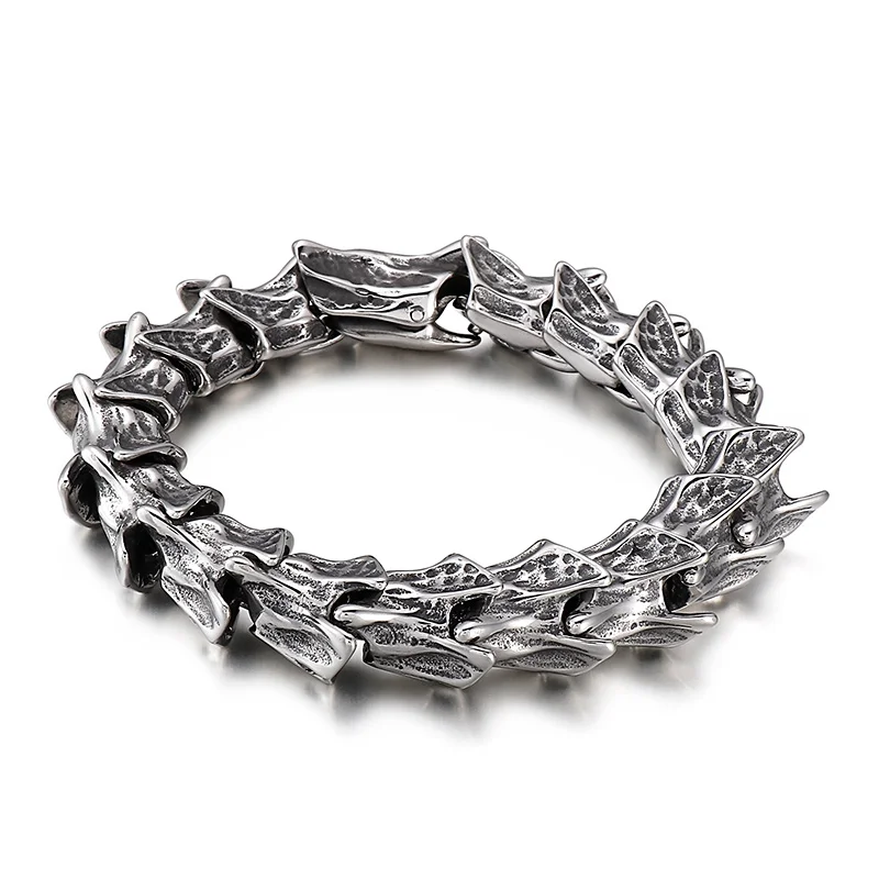 Fongten Punk männer Wirbelsäule Edelstahl Armband Kiel Mode Skeleton Kette Hip Hop Neue Männliche Schmuck Handbands Mode Geschenke – Detail 12