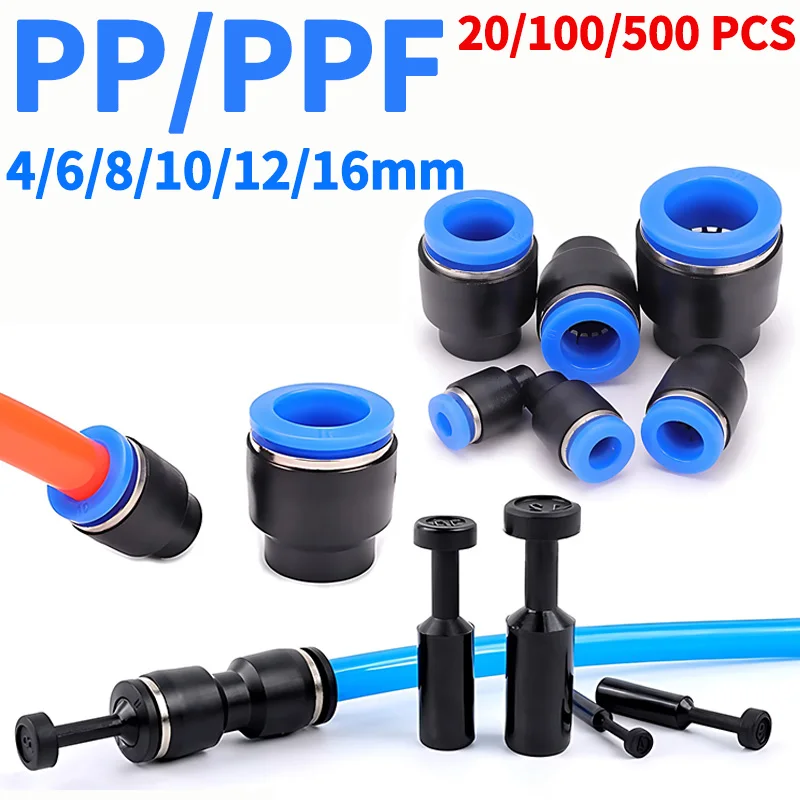 Azul Nylon Pneumático Blanking Plug Tubo de Mangueira Push Fit Connector Linha Air Connector pp Ppf mm mm mm 10 mm 12 mm 20 Pcs 100 Peças 500 Peças 1000 Peças
