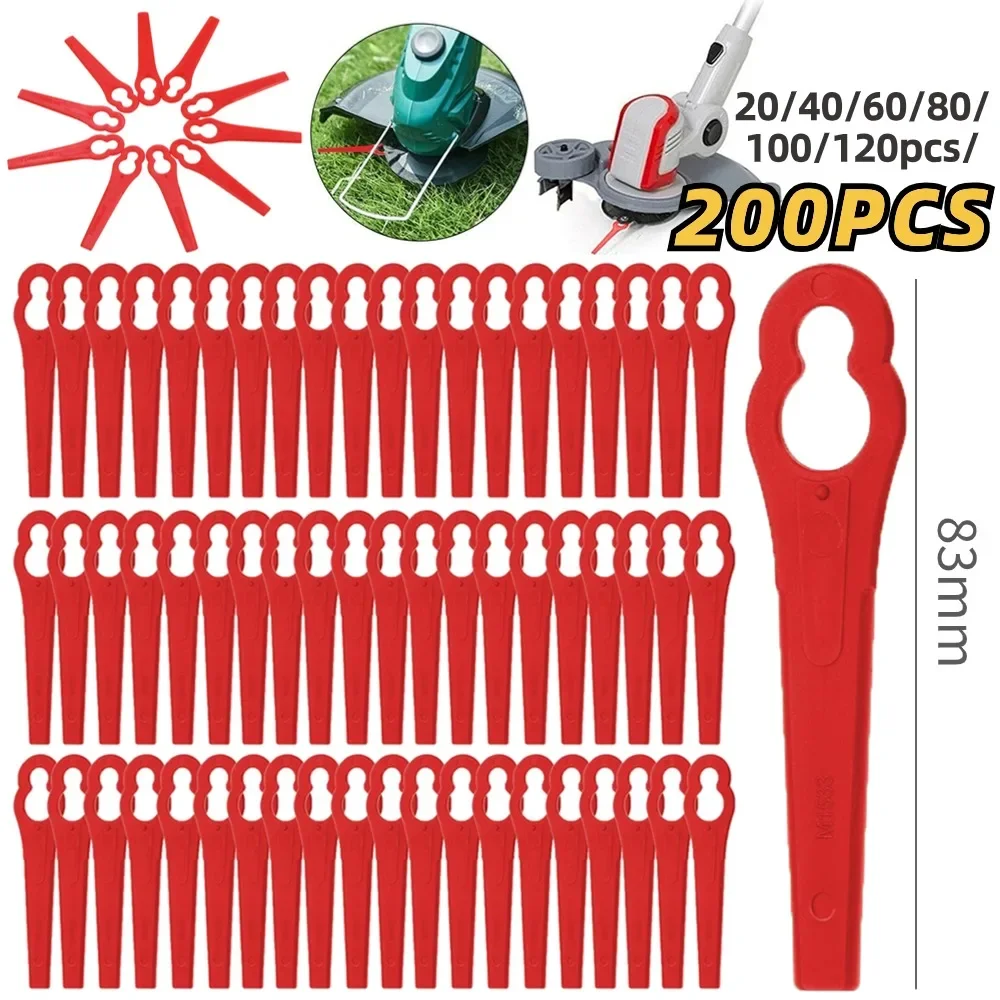 20-200pcs Lawnmower Blades Plastic L83 Grass Cutting Blade Replacement Parts Mowing Machine Blade Garden Cordless Grass Trimmer lawnmower blade