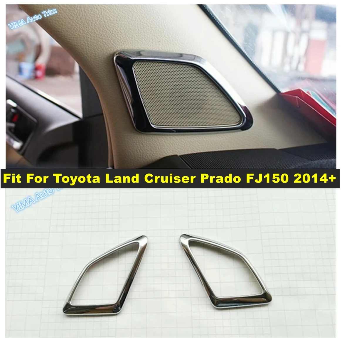 

Car Styling Chrome Pillar A Door Stereo Speaker Cover Trim For Toyota Land Cruiser Prado FJ150 2014 - 2020 Interior Accessories