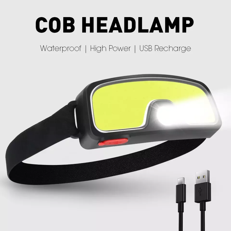 

COB Headlamp Rechargeable Wide Beam LED Head Lamp 2 In 1 Long Distance Usb Rechargeable Waist Miner Led Flashlight