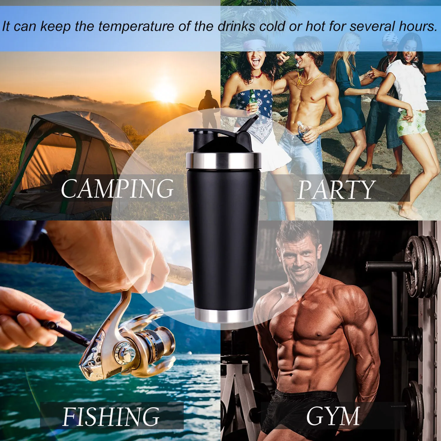 SHAKESPHERE Tumbler STEEL: Protein Shaker Bottle Keeps Hot Drinks