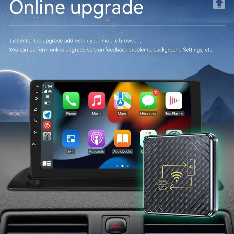 Q1 Car Mounted Box, 2-in-1 Mini Carplay Adapter, Wired to Wireless, Android, Auto Dongle, Apple, iPhone