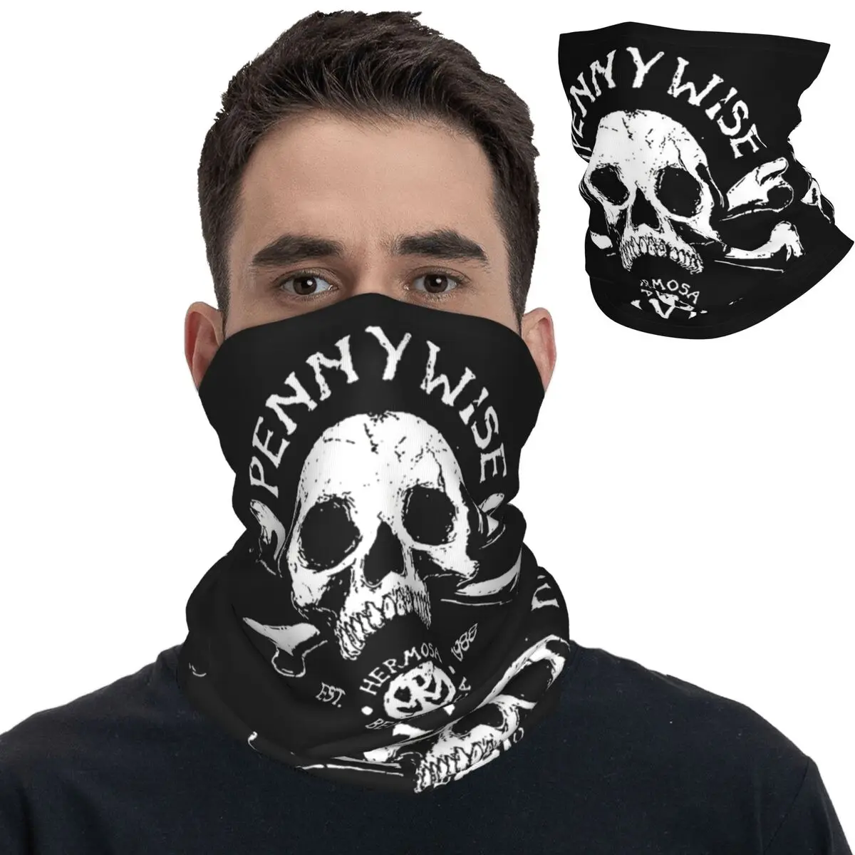 

Pennywise Band Tour Bandana Neck Cover Printed Punk Music Wrap Scarf Warm Headband Outdoor Sports Unisex Adult Windproof