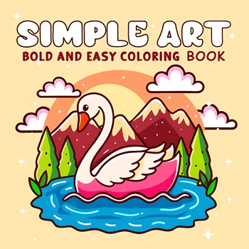 SIMPLE ART Bold-easy Patterns Coloring Book for Adults Cute Drawing Book Perfect Gift for Party and Birthday 1