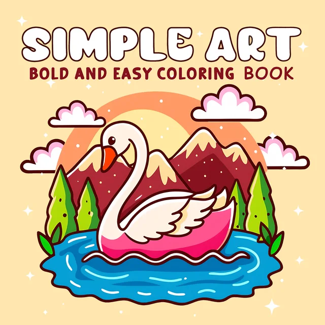 SIMPLE ART Bold-easy Patterns Coloring Book for Adults Cute Drawing Book Perfect Gift for Party and Birthday 1