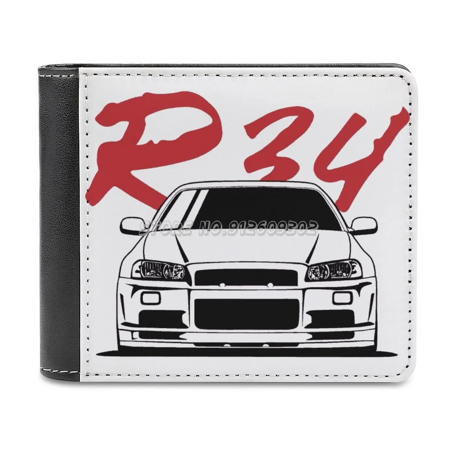 Skyline R34 GTR Men's Wallet Leather Purse Holder Credit Card Short Cars Automotive Automobile Stance Sportcar Japan Drif |