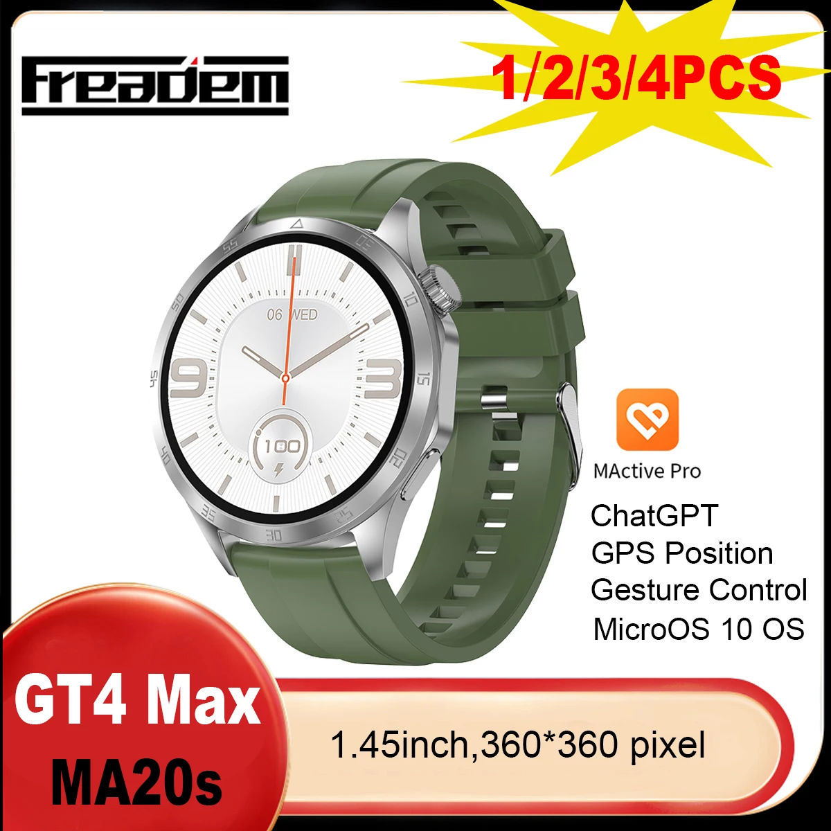 

Смарт-часы Microwear, 2024 дюйма, с круглым экраном, GT4 Max MA20s, Bluetooth, звонки, Ghatgpt, GPS, спортивное отслеживание, женские и мужские Смарт-часы, 1,45